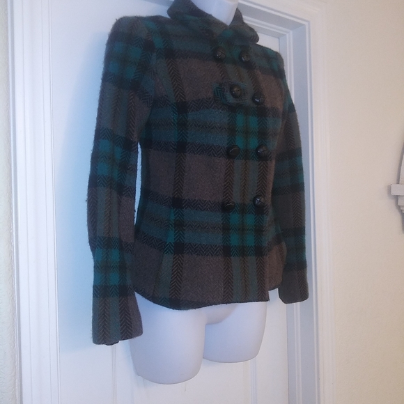 L.A.M.B Gwen Stefani Plaid Wool Peacoat Jacket - Picture 4 of 11